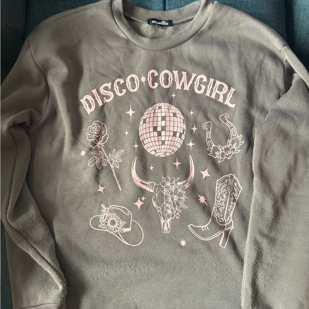 Disco Cowgirl Graphic Sweater - Size Large